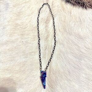 Sterling silver multi-color stone lightening bolt necklace